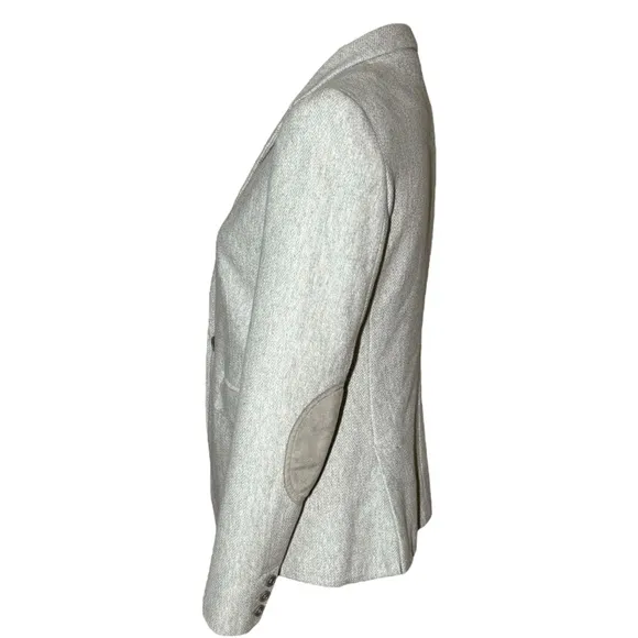 Loft Women's Size 4 Herringbone Knit Blazer Jacket Single Breasted Elbow Patches