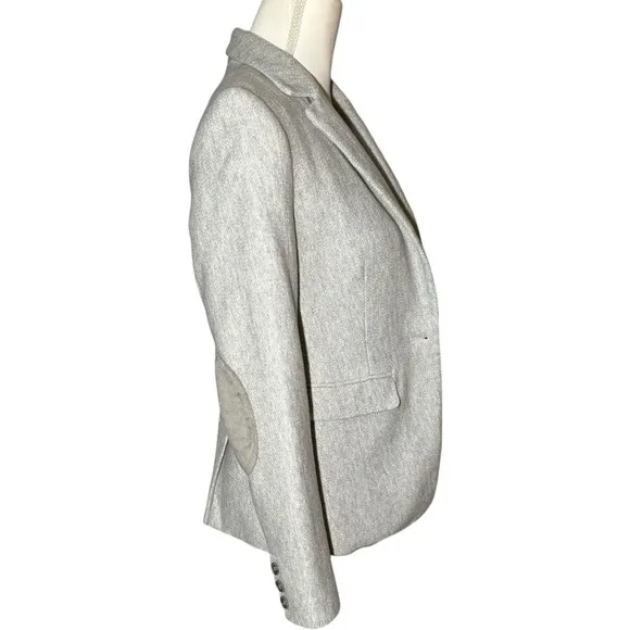 Loft Women's Size 4 Herringbone Knit Blazer Jacket Single Breasted Elbow Patches