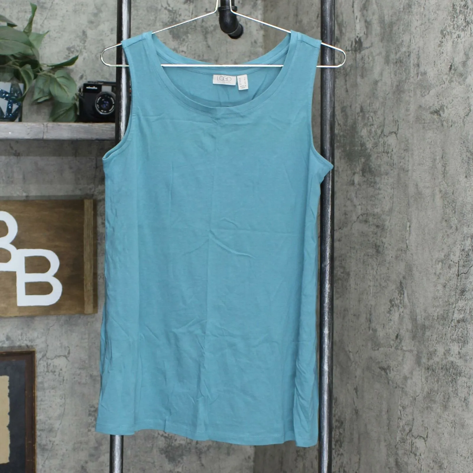 LOGO by Lori Goldstein Printed Chiffon Blouse With Tank Top