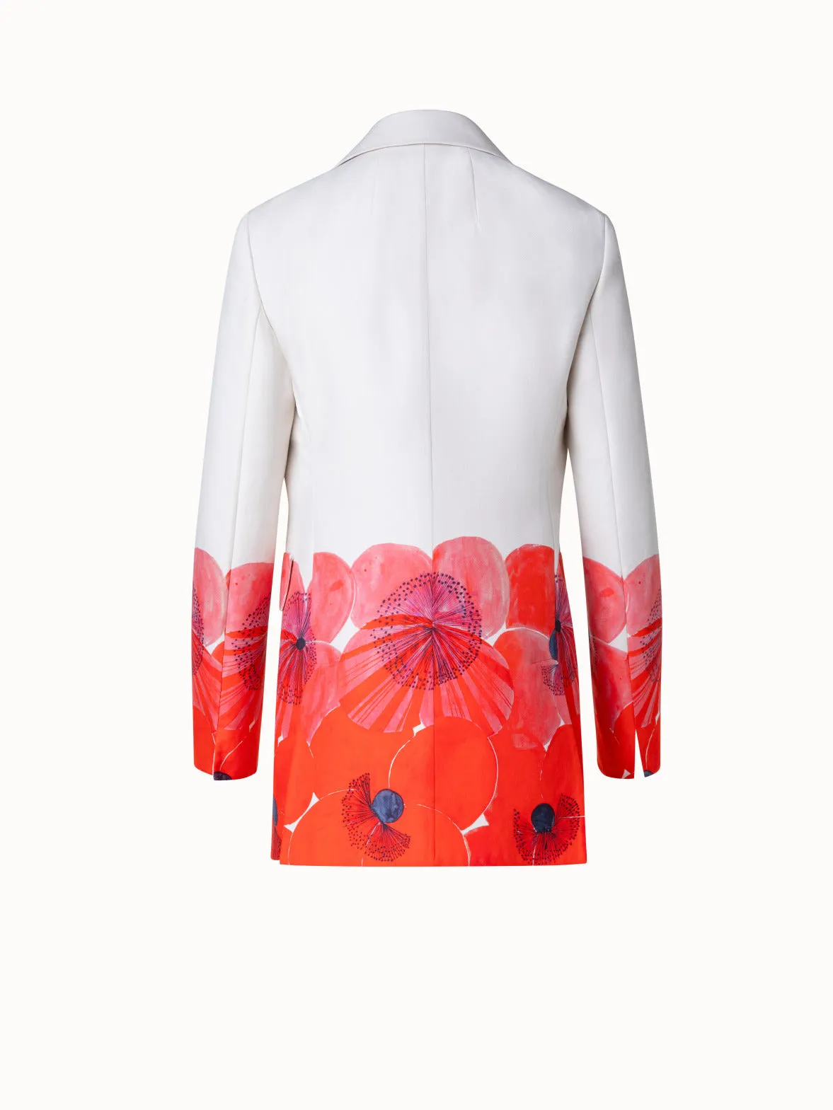 Long Double-Face Jacket with Poppy Print
