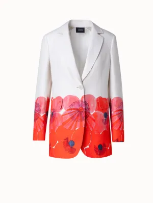 Long Double-Face Jacket with Poppy Print