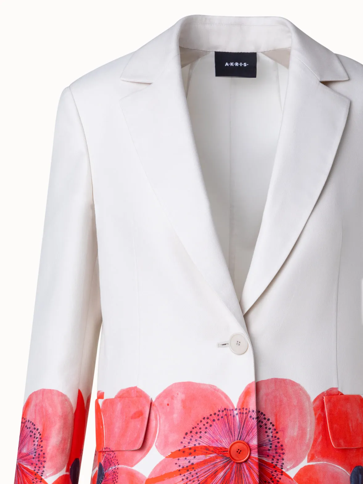 Long Double-Face Jacket with Poppy Print