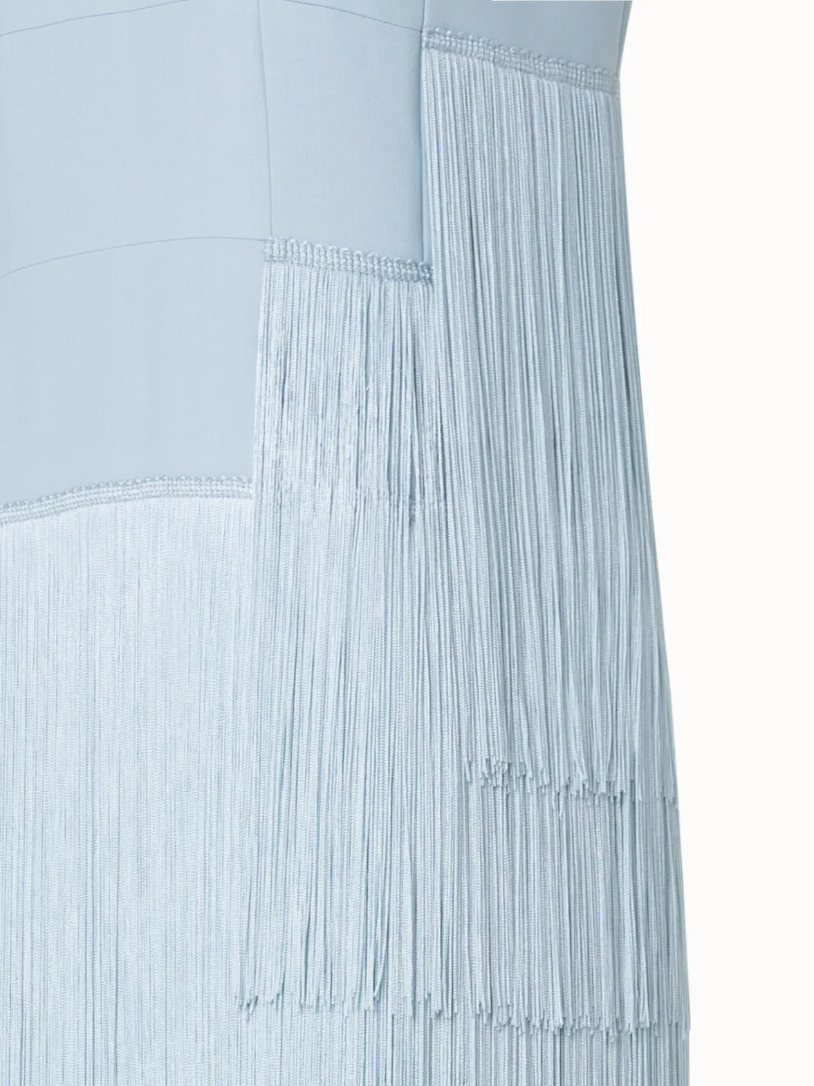 Long Silk Gown with Asymmetrical Fringes