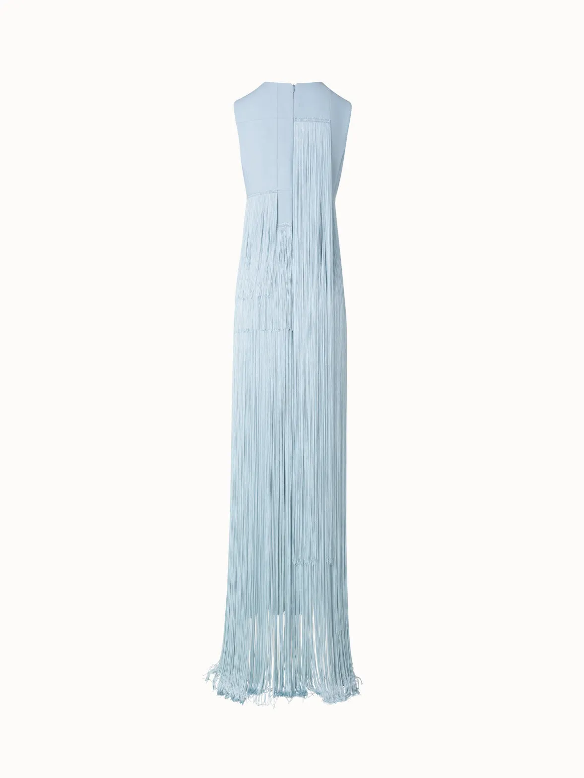 Long Silk Gown with Asymmetrical Fringes