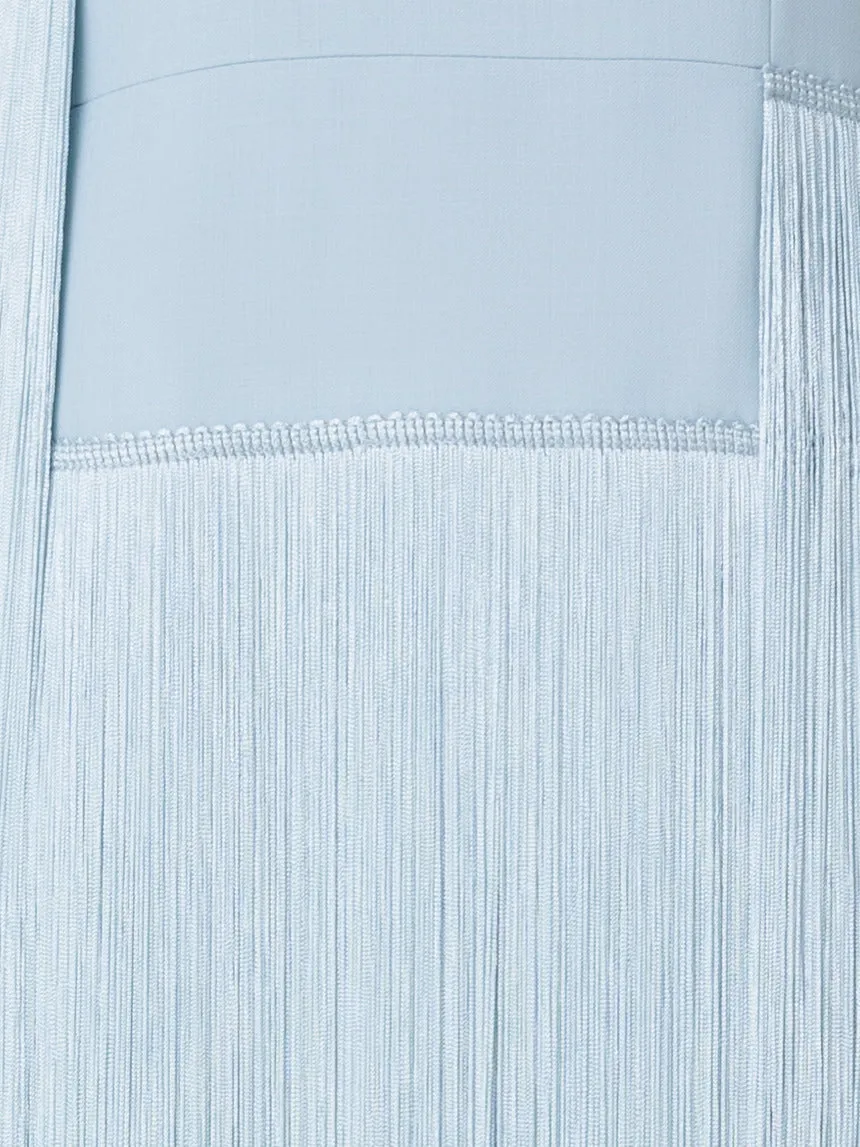 Long Silk Gown with Asymmetrical Fringes