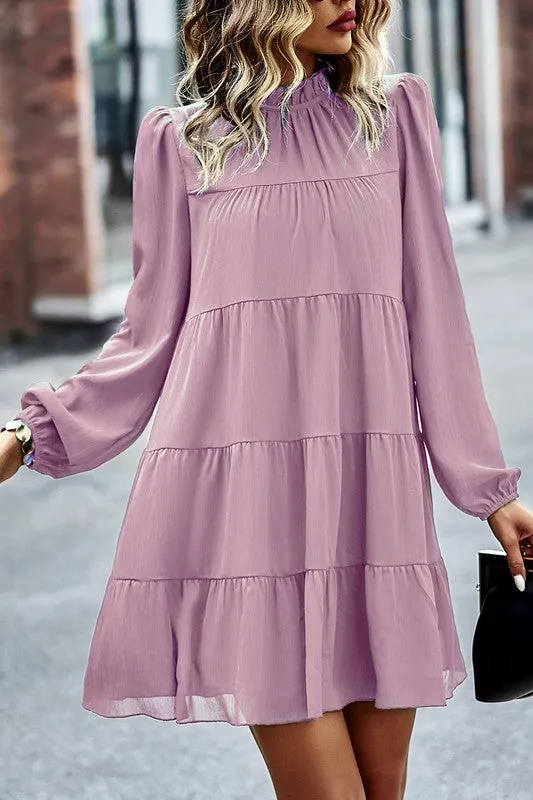 Long Sleeve Tiered Dress