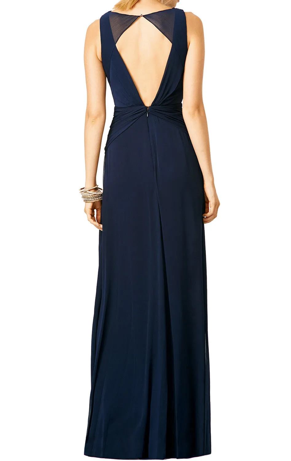 MACloth Straps O Neck Chiffon Formal Gown Simple Prom Dress with Open Back