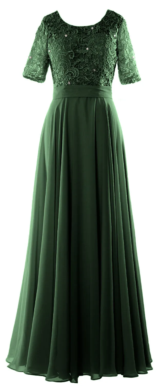 MACloth Women Lace Formal Evening Gown Half Sleeve Long Mother of Bride Dress