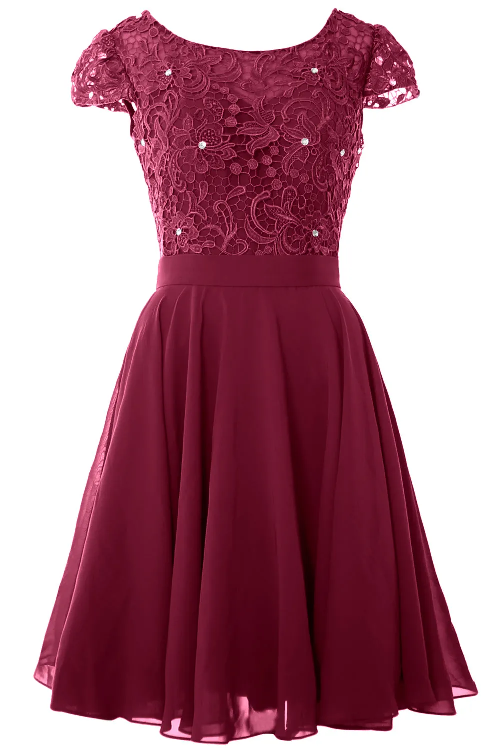 MACloth Women Short Cap Sleeve Lace Wedding Bridesmaid Mother Dresses Homecoming