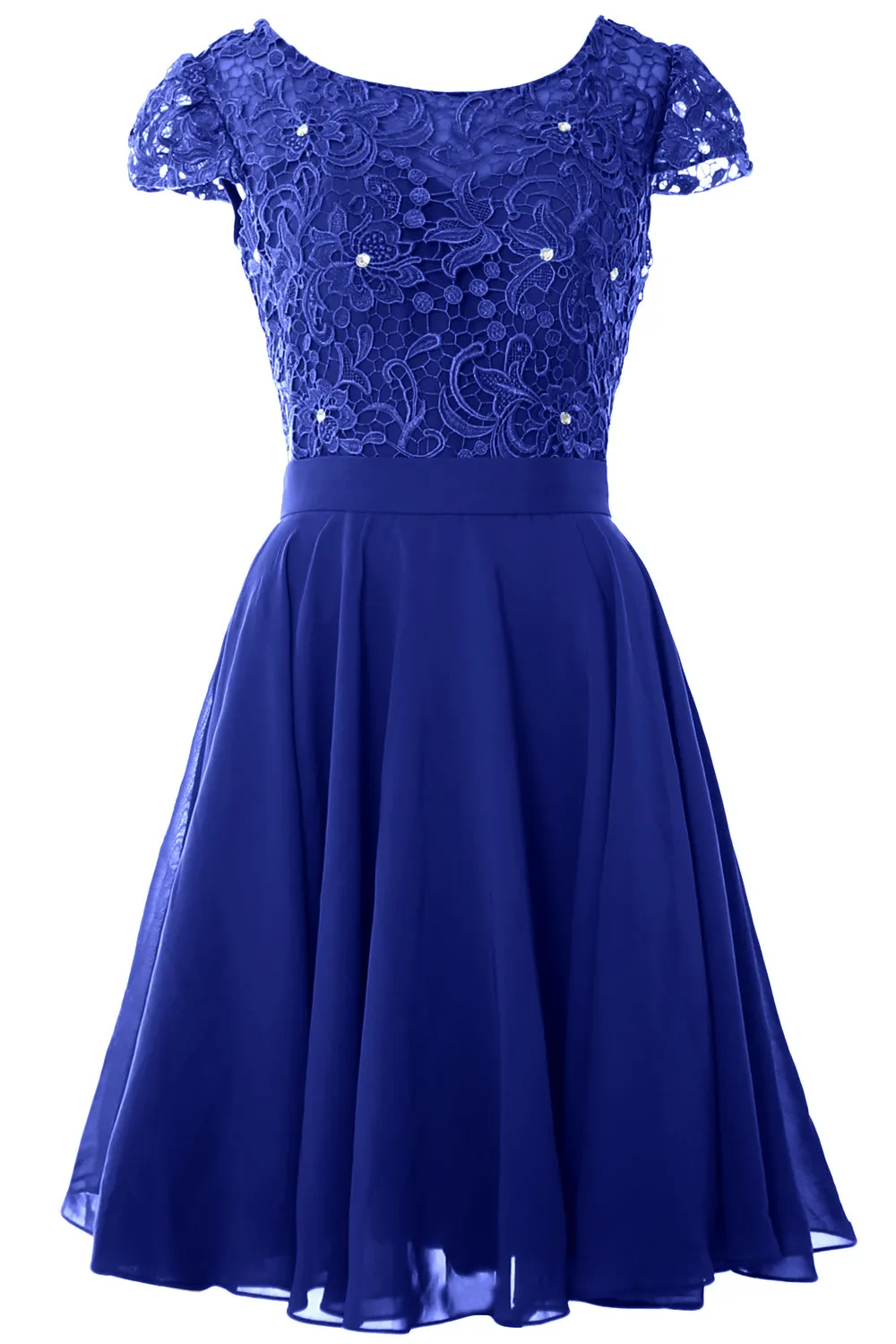 MACloth Women Short Cap Sleeve Lace Wedding Bridesmaid Mother Dresses Homecoming