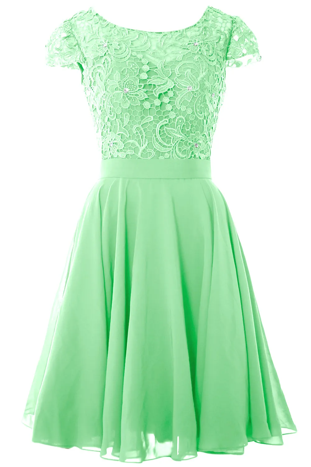 MACloth Women Short Cap Sleeve Lace Wedding Bridesmaid Mother Dresses Homecoming