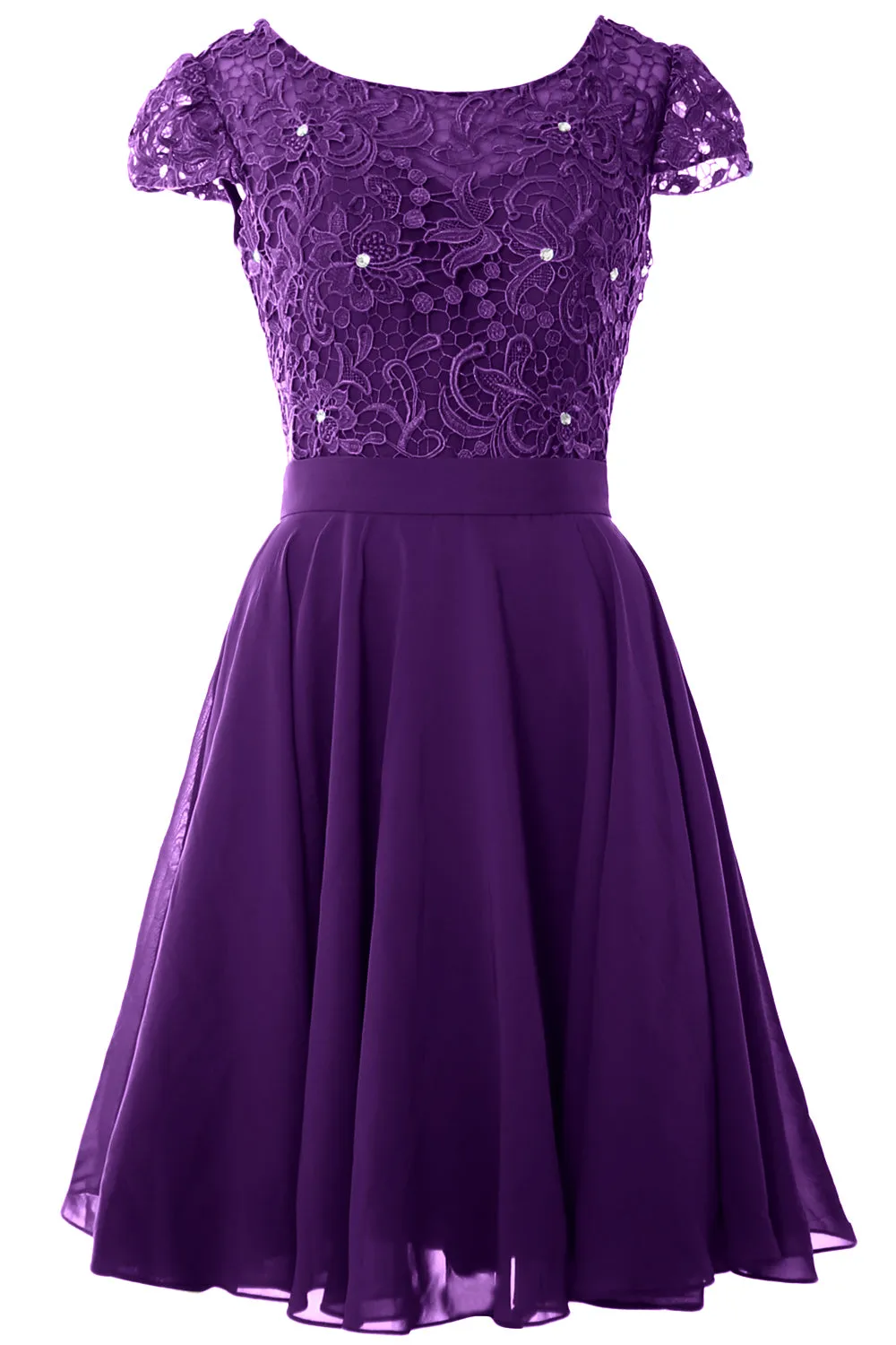 MACloth Women Short Cap Sleeve Lace Wedding Bridesmaid Mother Dresses Homecoming