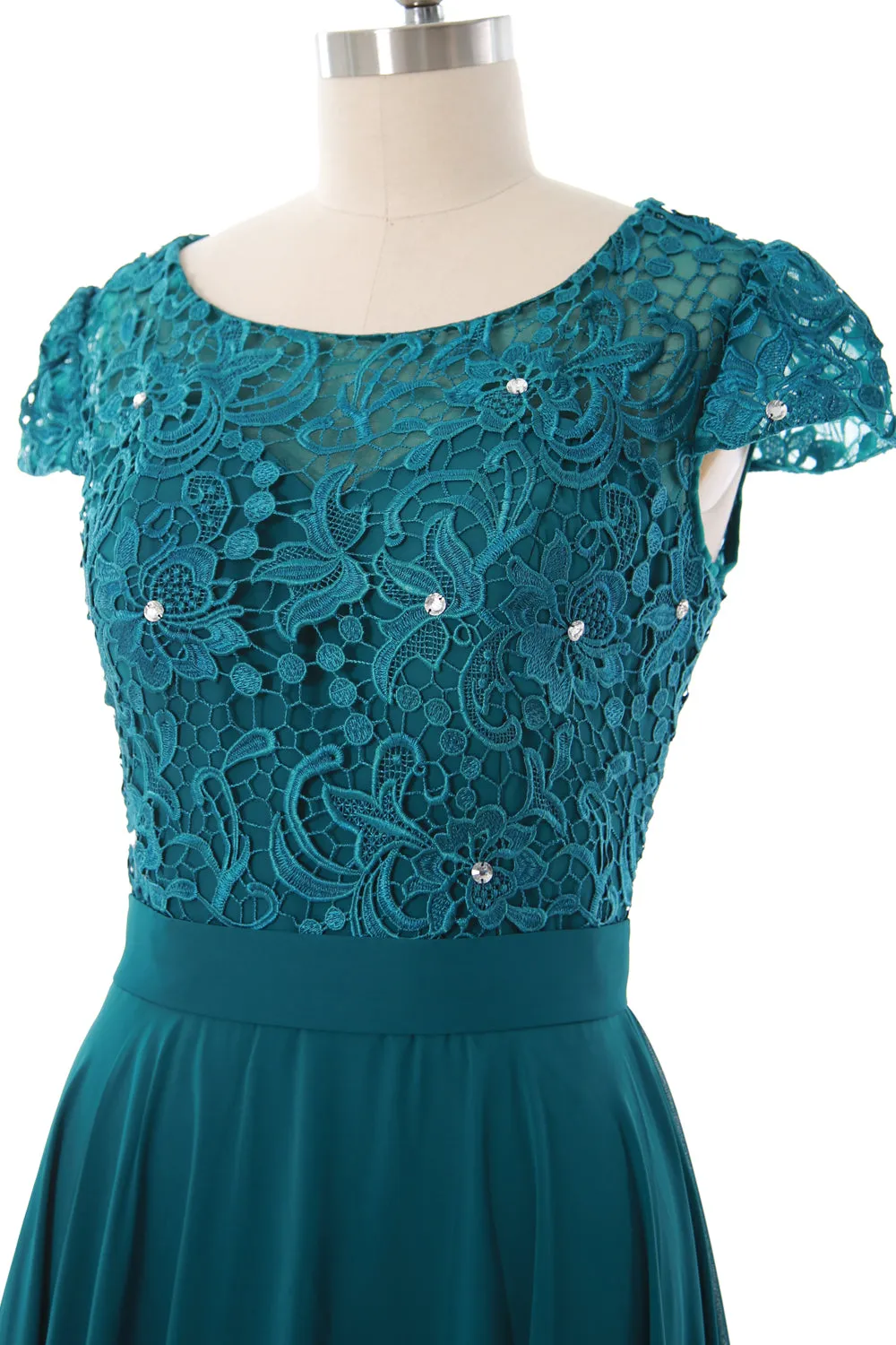 MACloth Women Short Cap Sleeve Lace Wedding Bridesmaid Mother Dresses Homecoming