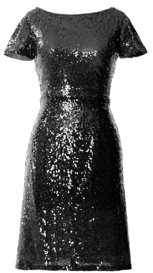 MACloth Women Short Sleeves Knee length Sequin Bridesmad Cocktail Dresses