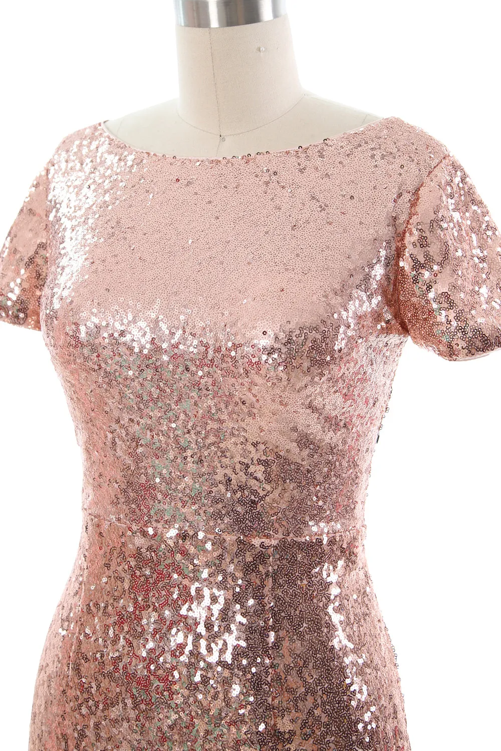 MACloth Women Short Sleeves Knee length Sequin Bridesmad Cocktail Dresses