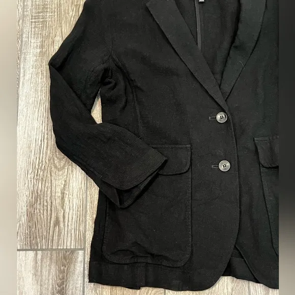 Madewell Breezewoven Larsen Linen Blend Blazer Black Size Medium