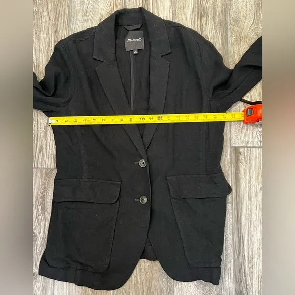 Madewell Breezewoven Larsen Linen Blend Blazer Black Size Medium
