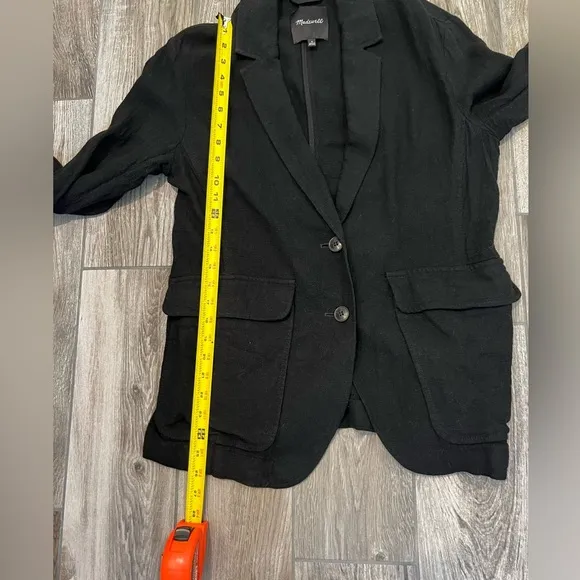 Madewell Breezewoven Larsen Linen Blend Blazer Black Size Medium