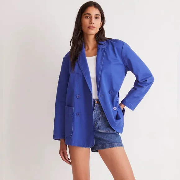 Madewell Women’s Crossover Blazer in (Re)generative Chino Cobalt Blue