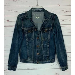 Madewell Women's S Small Blue Jean Denim Dark Wash Trucker Button Front Jacket