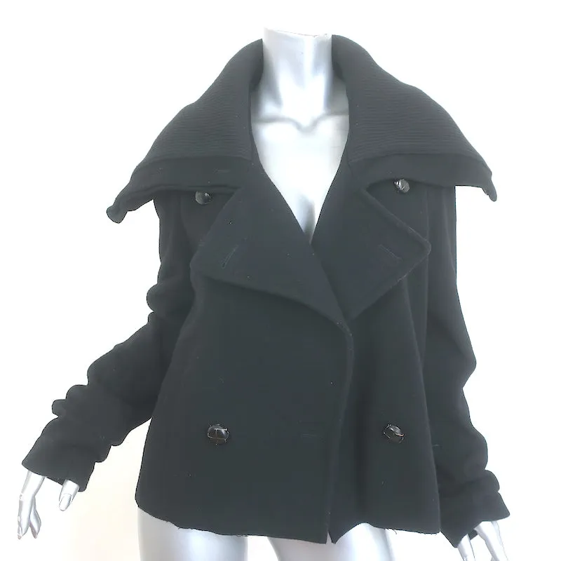 Maison Margiela Cropped Peacoat Black Wool-Blend Size 40 Double Breasted Jacket