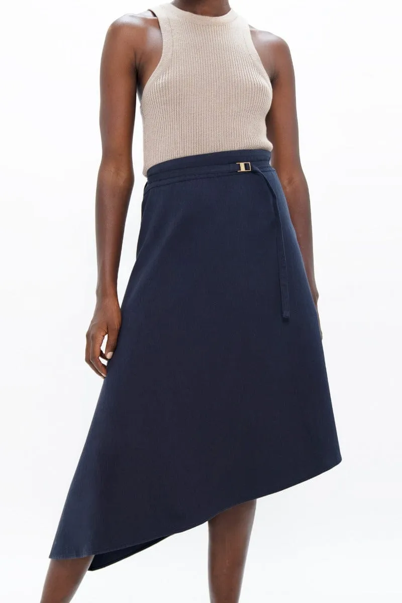 Mallorca Organic Cotton Twill Asymmetric Skirt | Summer Night