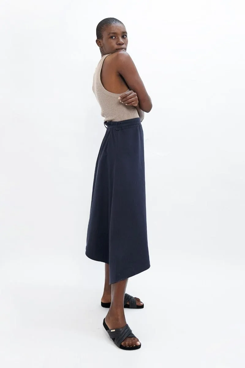 Mallorca Organic Cotton Twill Asymmetric Skirt | Summer Night