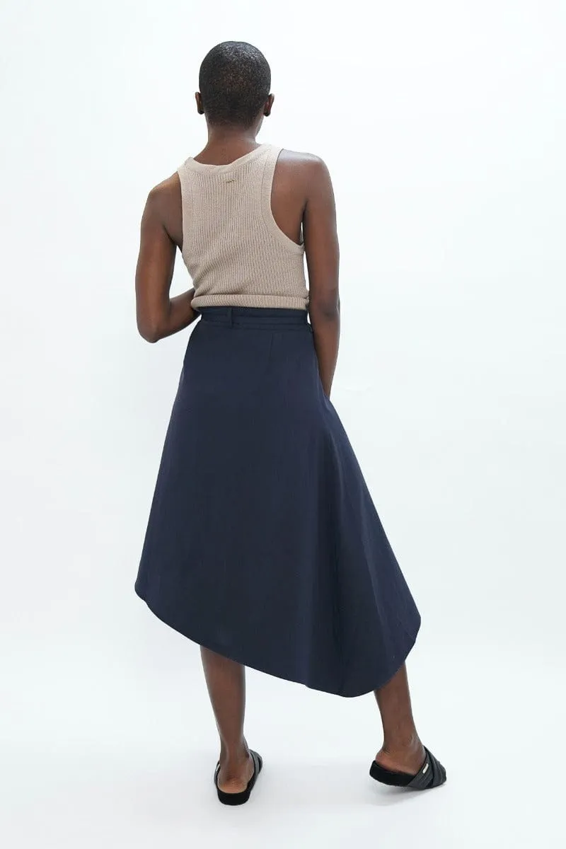 Mallorca Organic Cotton Twill Asymmetric Skirt | Summer Night