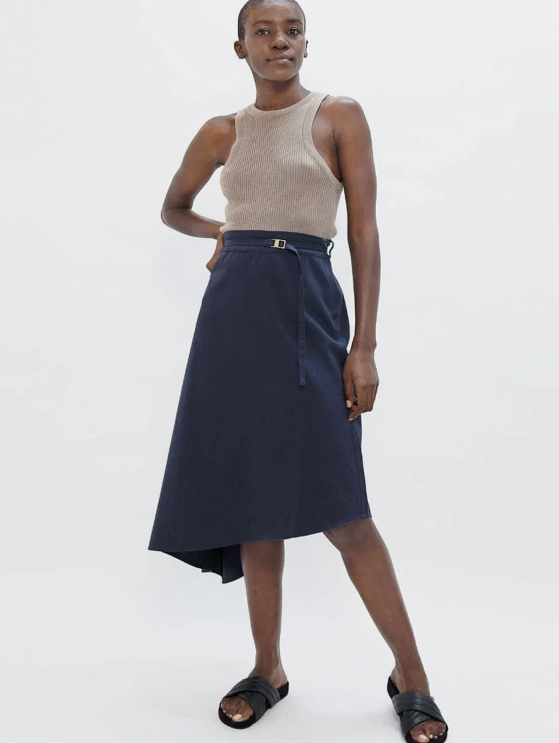 Mallorca Organic Cotton Twill Asymmetric Skirt | Summer Night