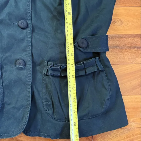 Marc Jacobs Floral Lined Dark Blue Ruffle Jacket Size 10