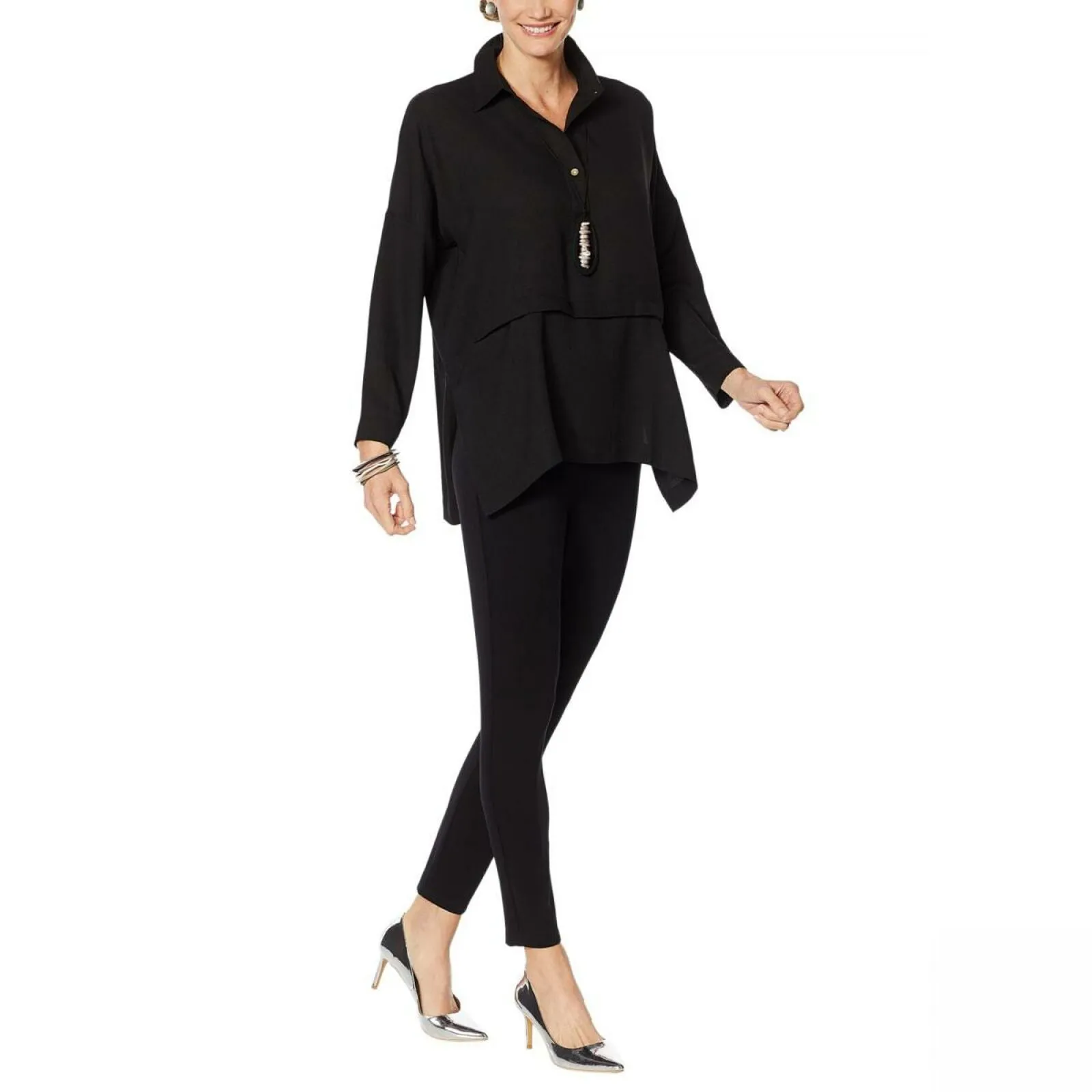 MarlaWynne WynneLayers Women's Plus Size Pleated Popover Blouse