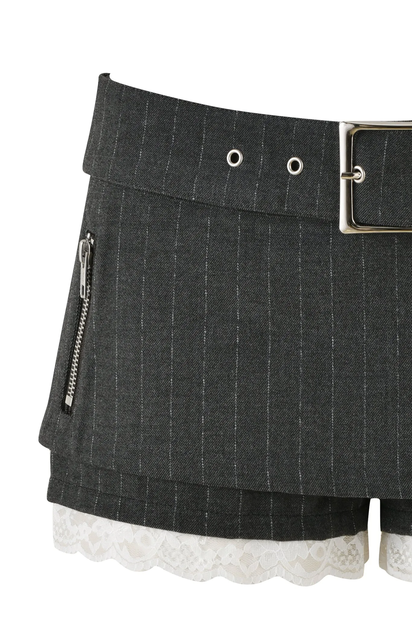 MARRION SKORT - GREY : PINSTRIPE