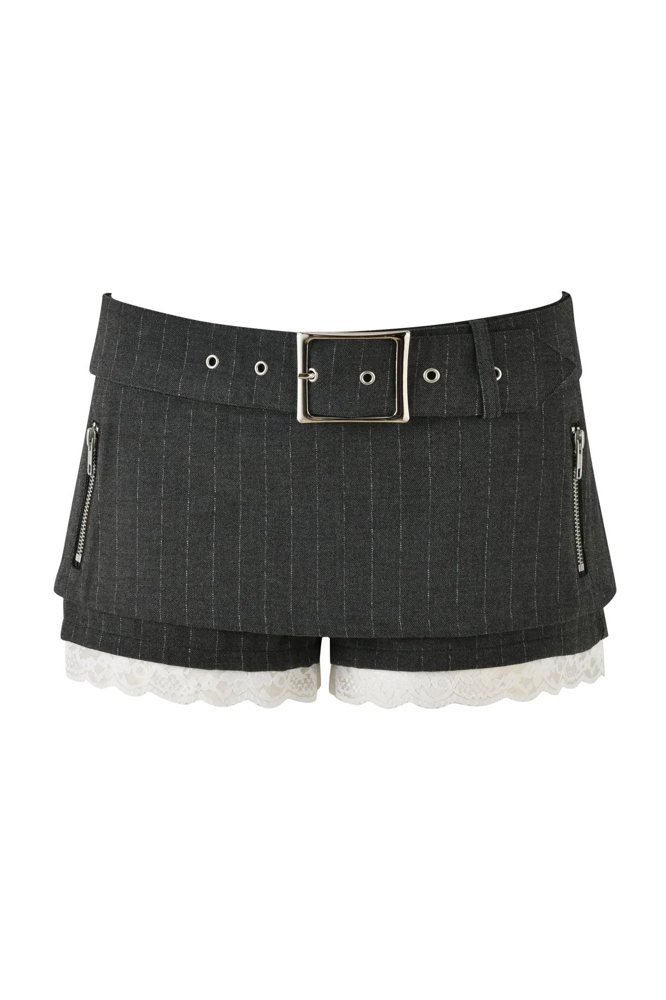 MARRION SKORT - GREY : PINSTRIPE
