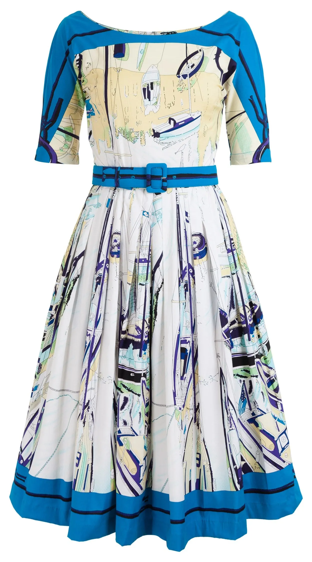 May Dress #2 Boat Neck 1/2 Sleeve Cotton Stretch (Canne)