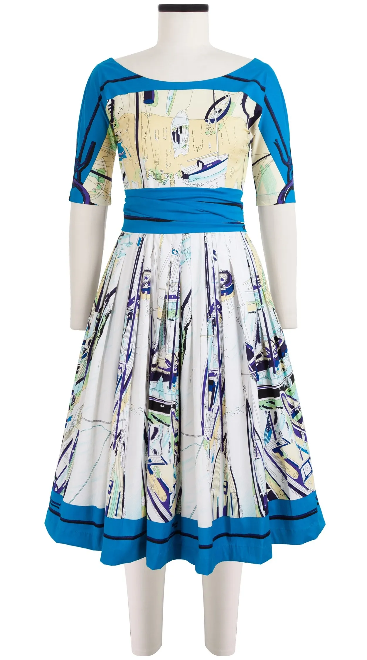 May Dress #2 Boat Neck 1/2 Sleeve Cotton Stretch (Canne)