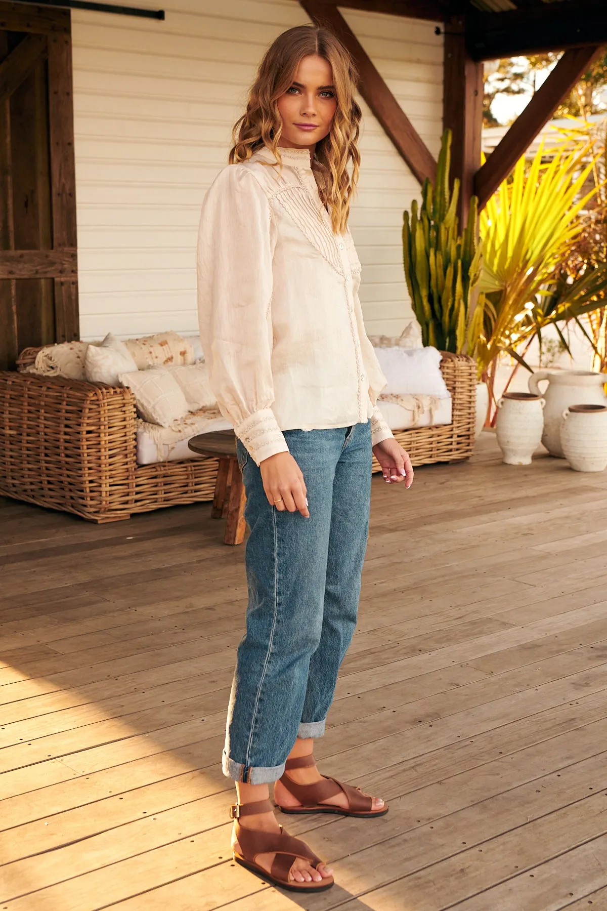 Meadow Blouse -Ivory  ~ MOS the label