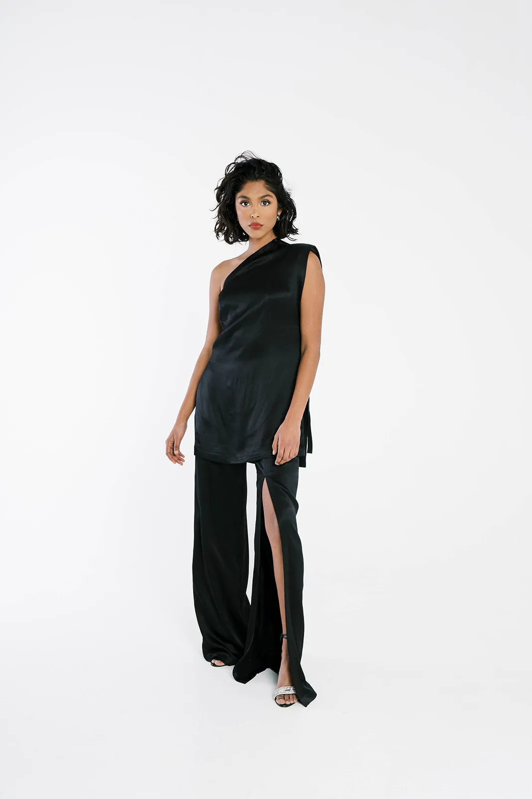 MEJA Pants |  Wide Leg Pants with Asymmetrical Front Slit