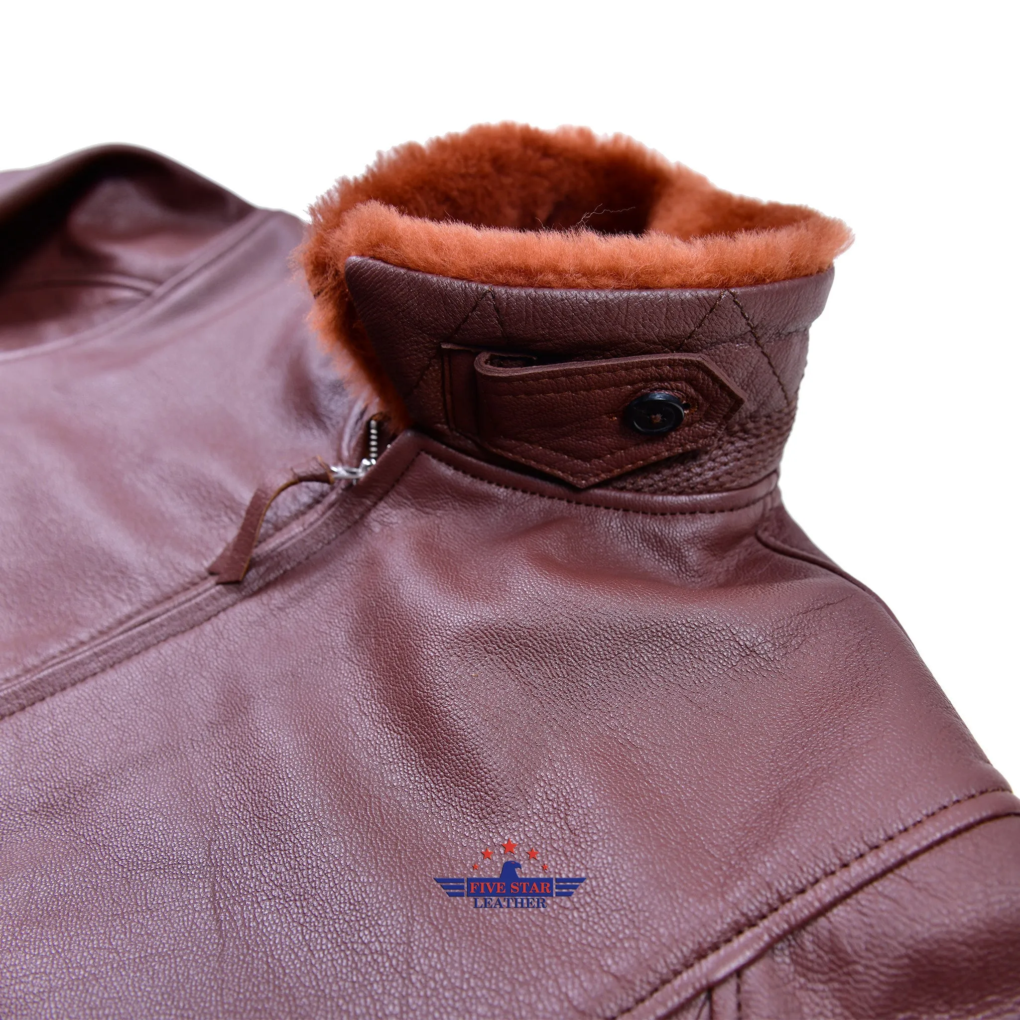 Men’s Flight Aviator WW2 AN-6552 Leather Jacket Russet Brown Goatskin Leather
