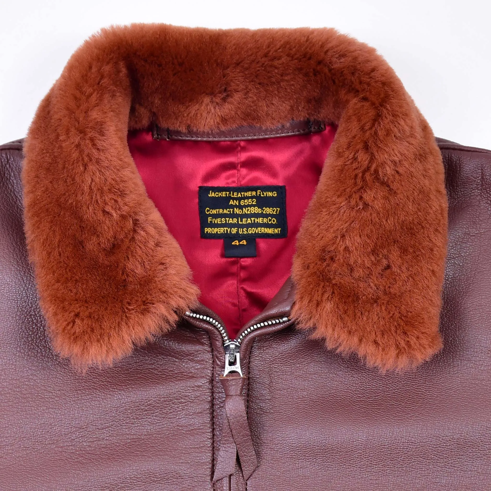 Men’s Flight Aviator WW2 AN-6552 Leather Jacket Russet Brown Goatskin Leather