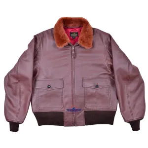 Men’s Flight Aviator WW2 AN-6552 Leather Jacket Russet Brown Goatskin Leather