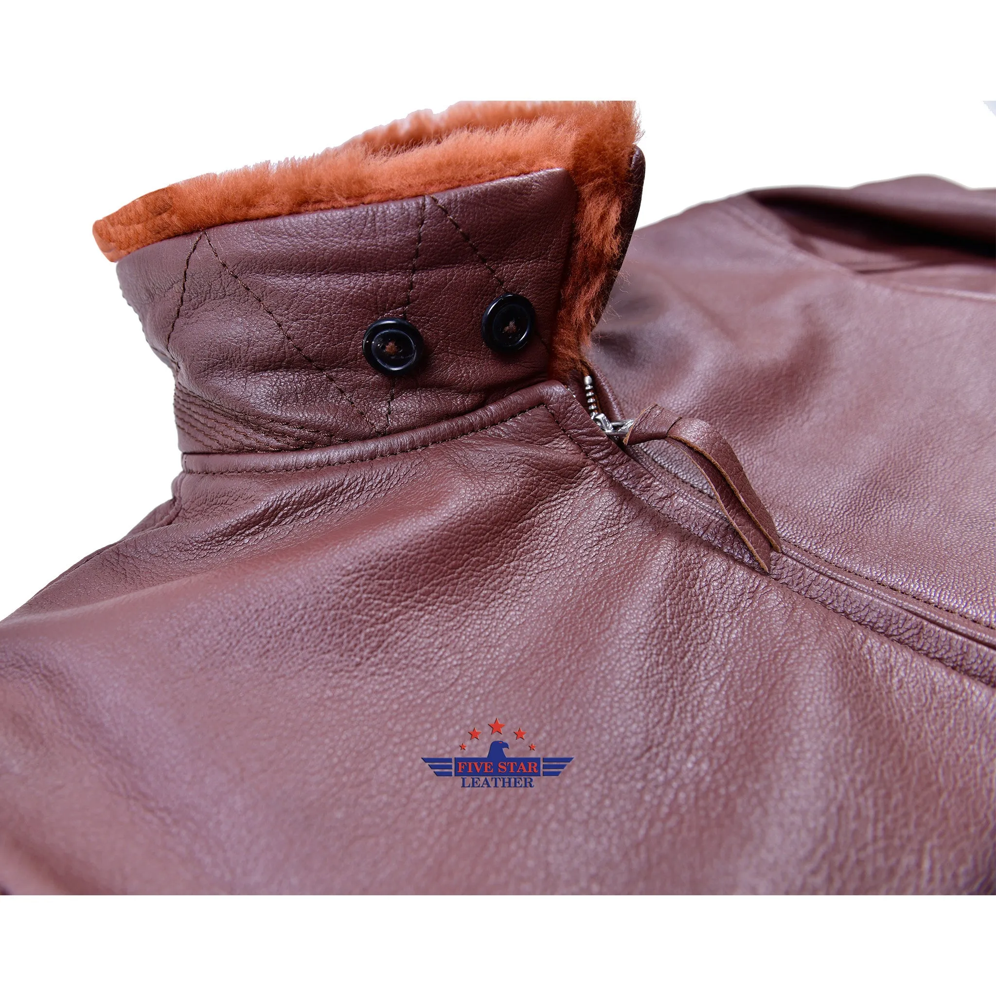 Men’s Flight Aviator WW2 AN-6552 Leather Jacket Russet Brown Goatskin Leather