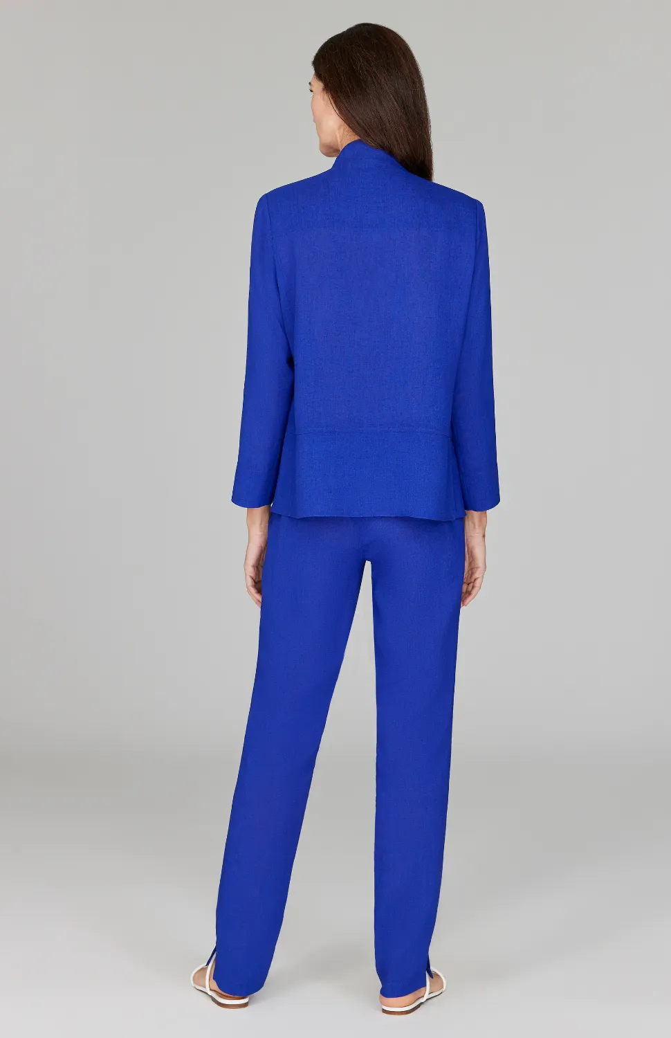 Microlinen Mandarin Collar Jacket w/ Panel Detail