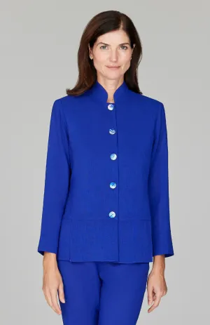 Microlinen Mandarin Collar Jacket w/ Panel Detail