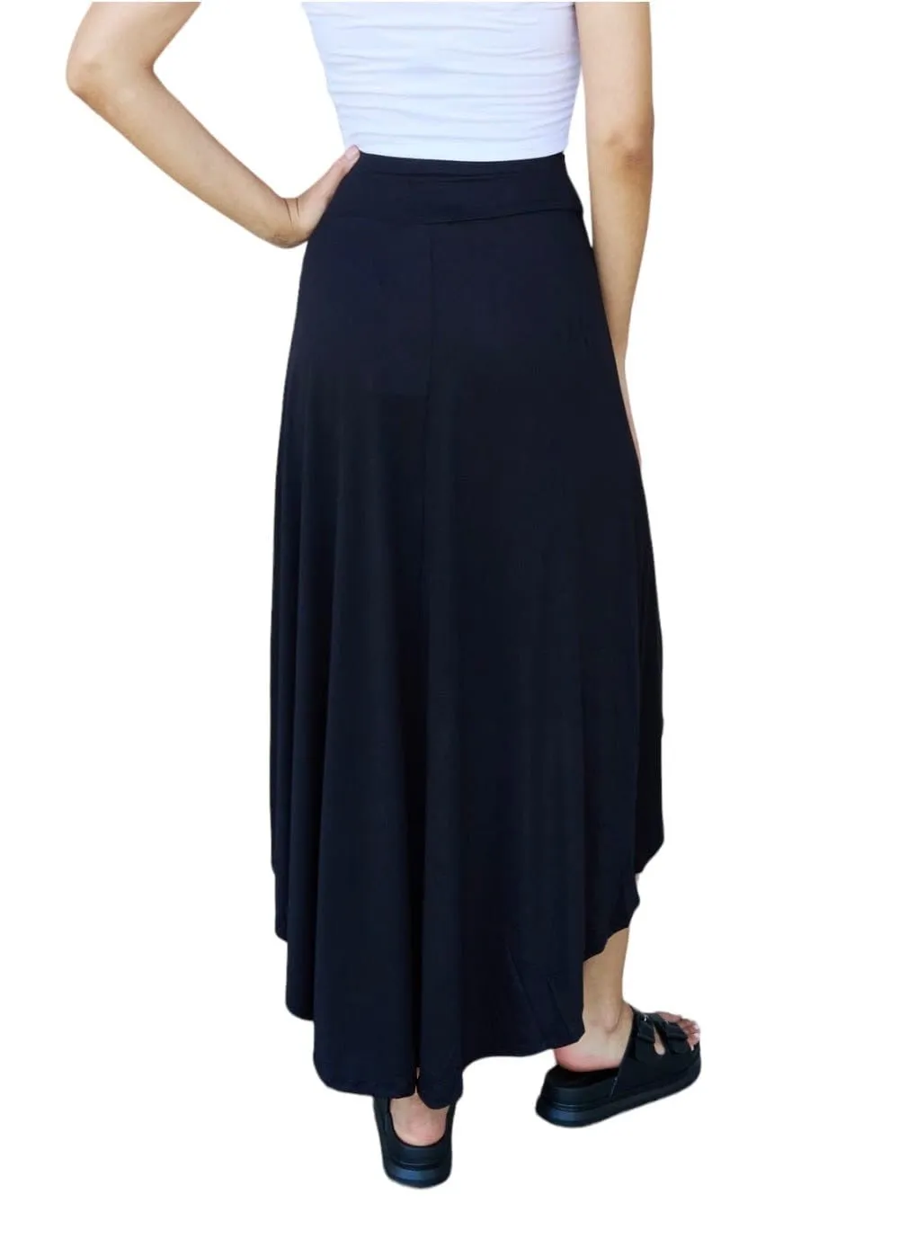 Midnight Elegance High-Waisted Flare Maxi Skirt
