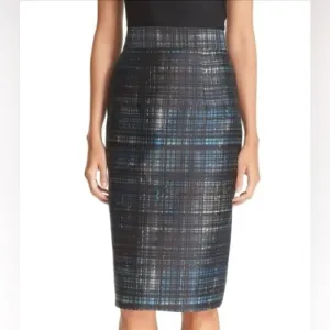 Milly Confetti Plaid High Waisted Skirt, Size 8