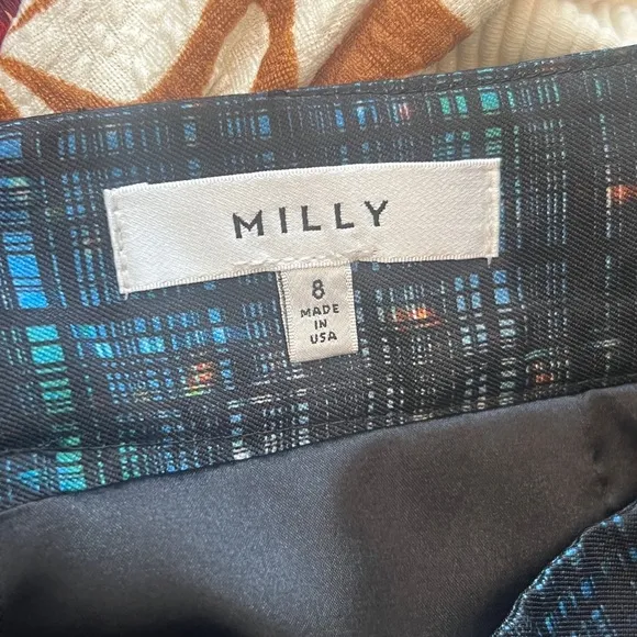 Milly Confetti Plaid High Waisted Skirt, Size 8