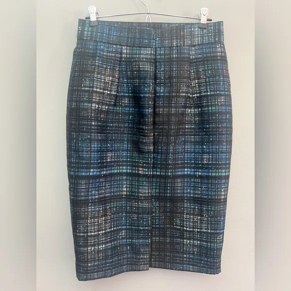 Milly Confetti Plaid High Waisted Skirt, Size 8