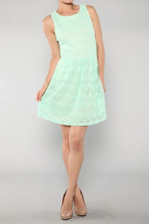 Mint Chevron Cocktail Short Dress