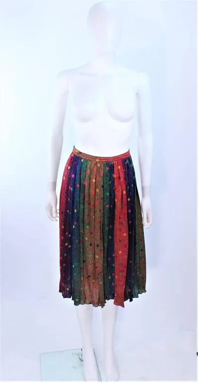 MISSONI Silk Rainbow Skirt Suit with Ruffle Collar Size 8