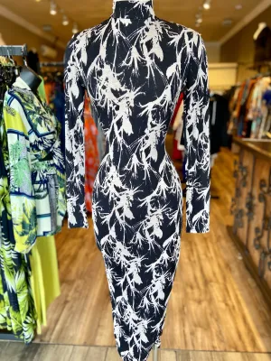 Mock Neck Back Zipper Dress